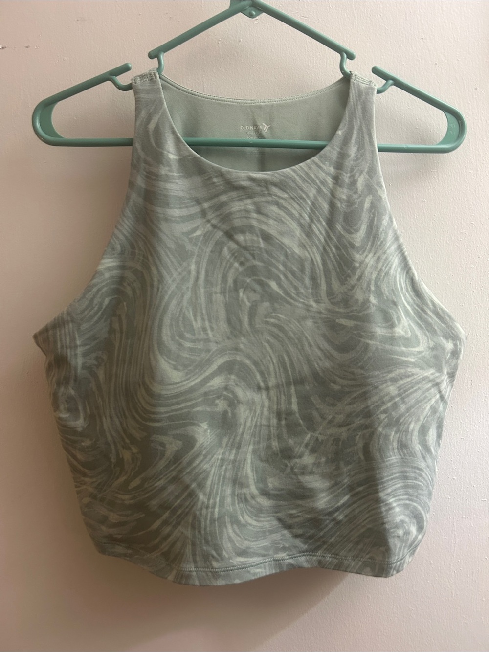 Swirl-Print Sage Workout Crop Tank